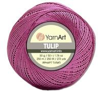 Frida's Wollhaus YarnArt - Filato per uncinetto Tulip, 50 g, in microfibra lucida, setosa, 49 colori (467, viola)