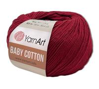 Frida's Wollhaus YarnArt - Gomitolo di cotone e acrilico, 50 g, 55 colori (428, bordeaux)