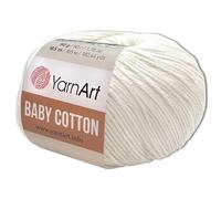 Frida's Wollhaus YarnArt - Gomitolo di lana di cotone per bambini, 50 g, 55 colori (401, bianco neve)
