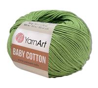 Frida's Wollhaus YarnArt - Gomitolo di lana di cotone per bambini, 50 g, 55 colori (440 | verde muschio)