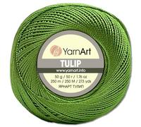 Frida's Wollhaus YarnArt Tulip - Filato per uncinetto in microfibra lucida, setosa, 50 g, 49 colori (481 | verde erba)