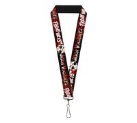 Friday the 13th Lanyard, Friday the 13th Jason Voorhies Mask Text Black Red Whit
