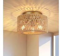 FRIDEKO HOME Lampada da soffitto Boho a 3 luci, con paralume in rattan
