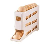 Fridge Egg Holder Rack, 4-Tier Large Capacity Tray, Space-Saving Egg Organizer, 35 x 19,5 x 7 cm, Rolling Dispenser Design, Clear, for Kitchen Counter Frigorifero Apartment Farmhouse Restaurant