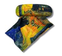 Fridolin - Custodia rigida per occhiali con rivestimento in tessuto e panno per la pulizia in microfibra, motivo incantevole, interno morbido imbottito, 16 x 6,5 x 4,0 cm (lunghezza x larghezza x