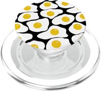 Fried Egg Pattern Sunny Side Up Breakfast Food Funny Design PopSockets PopGrip per MagSafe