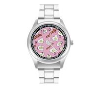 Fried Eggs and Bacon - Orologio da polso da uomo, stile casual, con cinturino in acciaio inox, in lega, al quarzo, Stile:, regular, Bracciale