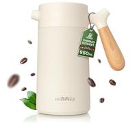 Friedewald® Thermo French Press - per caffè e tè - 1 L/8 tazze - per campeggio e casa - doppia parete isolata - pressa francese - acciaio inox austriaco - 8 h termico (crema-beige)