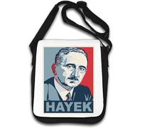 Friedrich Hayek - Borsa a tracolla con stampa pop art austriaca, colore: bianco