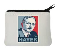 Friedrich Hayek - Portamonete in neoprene, motivo: economista austriaco, 10 x 11 cm, colore: bianco