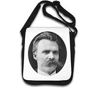 Friedrich Nietzsche - Borsa a tracolla per foto, motivo: filosofo tedesco, colore: Bianco