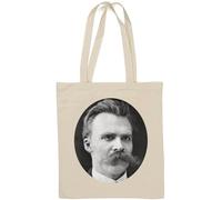 Friedrich Nietzsche - Borsa tote in cotone naturale, motivo: filosofo tedesco, colore: bianco