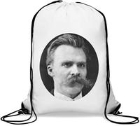 Friedrich Nietzsche - Sacca da palestra con cordoncino, motivo: filosofo tedesco, stile casual, colore: bianco