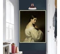 Friedrich von Amerling《Ritratto di una giovane donna in bianco》Dipinto su tela, stampe, opere d'arte, decorazione da parete per la casa (70x100 cm/senza cornice)