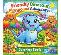 Friendly Dinosaur Playground Adventures: Dinosaur Coloring Book for Kids Ages 3-8: Cute Friendly Dino Adventures with Easy Preschool Coloring Pages and Fun Volcano Playground Scenes