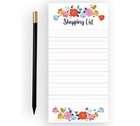 Friendly Fox lista della spesa magnetica, blocchetto delle cose da fare, 1 blocco magnetico per frigorifero con 50 liste della spesa e matita magnetica (fiori)