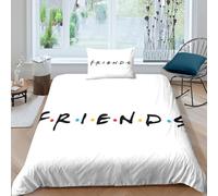 Friends 2 Pezzi Set Copripiumino 3D Stampa Digitale TV Show Black Copripiumino E Federe Microfibra Morbido Con Cerniera Set Di Biancheria Da Letto Per Bambini Single（135x200cm）