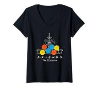 Friends Fountain And Umbrellas Maglietta con Collo a V