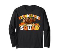 Friends Giving Squad 2026 Groovy Turkey Pumpkin Thanksgiving Maglia a Manica