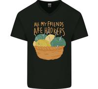 Friends Hookers Divertente Uncinetto Maglia Uomo Scollo A V Cotone T-Shirt
