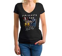 Friends Horror Movies Inspired By Stephen King Characters Anime Camicia Donna con Scollo a V Nera Size XXL