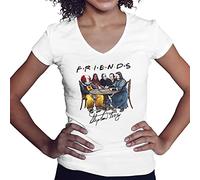 Friends Horror Movies Stephen King Camicia Donna con Scollo a V Bianco Size S