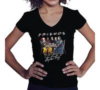 Friends Horror Movies Stephen King Camicia Donna con Scollo a V Nera Size M
