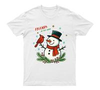 Friends In The Snow Christmas Snowman Snow Cardinal Maglietta da uomo...
