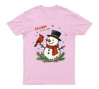Friends In The Snow Christmas Snowman Snow Cardinal Maglietta da uomo...
