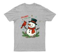Friends In The Snow Christmas Snowman Snow Cardinal Maglietta da uomo...