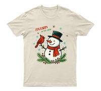 Friends In The Snow Christmas Snowman Snow Cardinal Maglietta da uomo...