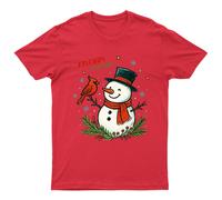 Friends In The Snow Christmas Snowman Snow Cardinal Maglietta da uomo...