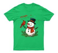 Friends In The Snow Christmas Snowman Snow Cardinal Maglietta da uomo...