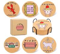 Friends Merchandise - Friends Sottobicchieri Set di 6, Sottobicchieri in Sughero per Bevande, Friends Bevande Sottobicchiere con Supporto, Friend TV Show Regali per le Donne, Friend TV Show Decor