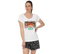 FRIENDS Pigiama corto da donna Central Perk per spettacoli televisivi Cafe nero bianco, bianco, 10-12