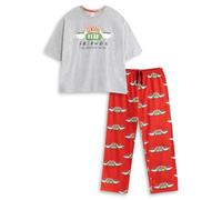 Friends Pigiama da Donna Central Perk Grigio a Maniche Corte e Gambe Lunghe | Abbigliamento da casa retrò per Dormire e Rilassarsi | Design Solido con Logo | Merchandising della Serie TV