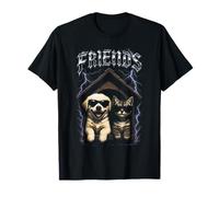 Friends Puppy Kitten Overload Graphic Funny Cat Dog Maglietta