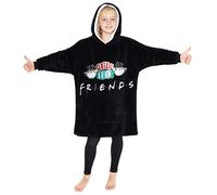 FRIENDS Serie TV Felpa Ragazza, Felpa Coperta Oversize di Pile con Cappuccio, Blanket Hoodie Central Perk, Merchandise Ufficiale (Nero)