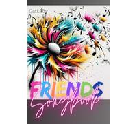 Friends songbook: 120-page notebook (6" x 9") with color-lined pages for lyrics and classic staff-lined pages for writing music and chords.