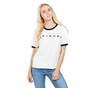 Friends Titoli T-Camicia, Bianco/Nero, S Donna