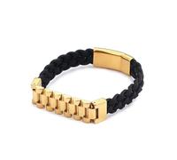 Friendship Bracelet Kit, braccialetto in pelle da uomo largo, retrò, semplicità, in acciaio, divertenti regali per uomini, 22CM, Pelle, Senza Gemstone