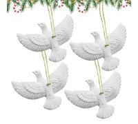 Friendship Christmas Ornaments | 4 Pieces Resin White Peace Love Joy Bird Decor | Christmas Tree Bird Ornaments | for Party Family Gathering Festive Table Centerpieces
