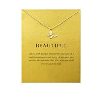 Friendship Gold Butterfly Necklace Good Luck Elephant Pendant Chain Necklace with Message Card Gift Card