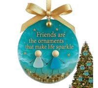 Friendship Ornaments for Women, 2D Acrylic Christmas Tree Pendant, Decorative Keepsake Charm to Friends, Ideal for Holiday Winter Home, Bag, Car Rearview Mirror, Wall Display, 7x7x0.4cm
