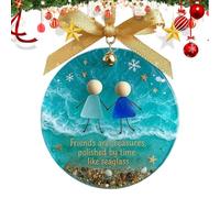 Friendship Ornaments for Women, 2D Acrylic Christmas Tree Pendant, Decorative Keepsake Charm to Friends, Ideal for Holiday Winter Home, Bag, Car Rearview Mirror, Wall Display, 7x7x0.4cm