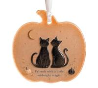 Friendship Pumpkin Ornament - Ghost & Cat Pendant | 2D Acrylic Decor