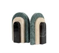 FriendshipHome Arredamento per la casa Fermalibri minimalisti italiani in marmo, resistenti e antiscivolo, for scaffali, ufficio, studio Centrotavola(Green)