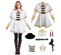 Frieren - Costume anime da donna, set per cosplay con parrucca, vestito, mantello, collant, orecchie da elfo, completo per Halloween, carnevale, feste (XS)
