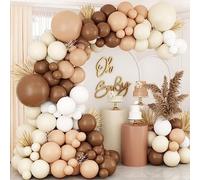 Frigg Arco Palloncini Marroni - 100 Pezzi Kit Palloncini Compleanno Bianchi, Beige e Marroni, Arco Palloncini Per Decorazioni Compleanno, Matrimonio, Allestimento Battesimo Bimbo, Baby Shower
