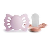 FRIGG Lucky Confezione da 2 ciucci | Ciuccio in silicone | Senza BPA | Prodotto in Danimarca | Ciuccio simmetrico | Soft Lilac/Pretty in Peach (Taglia 1 (0-6 Mesi))
